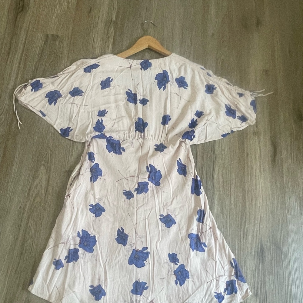 Free People Cream and Blue Floral Mini Dress - Picture 2 of 4